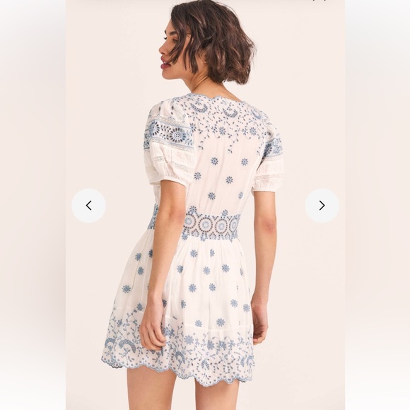 LoveShackFancy White and Blue Mini Dress - Picture 2 of 6